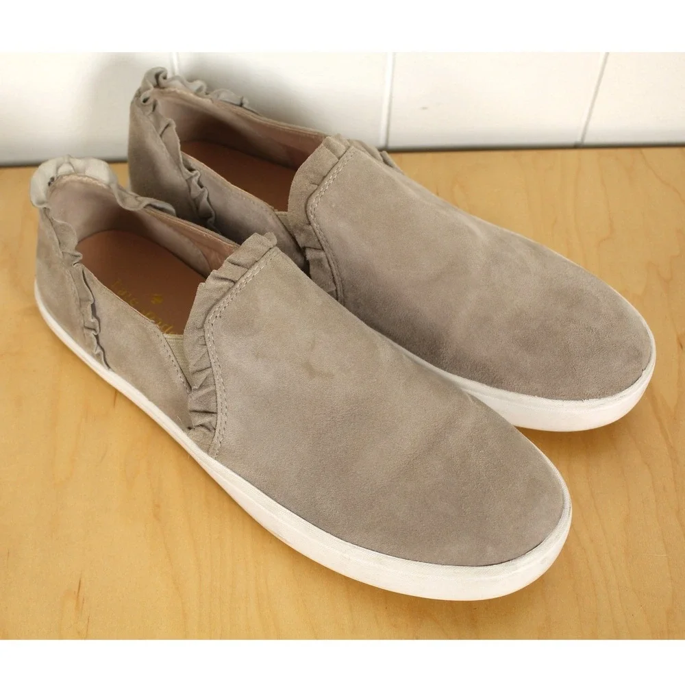 Kate Spade Lillie Gray Suede Slip On‎ Sneaker Ruffle 9.5